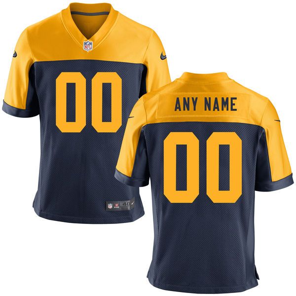 Men Green Bay Packers Nike Navy Blue Custom Throwback Game NFL Jersey->nfl t-shirts->Sports Accessory